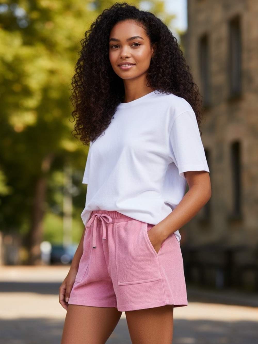 Maurices Pink Knit Drawstring Shorts